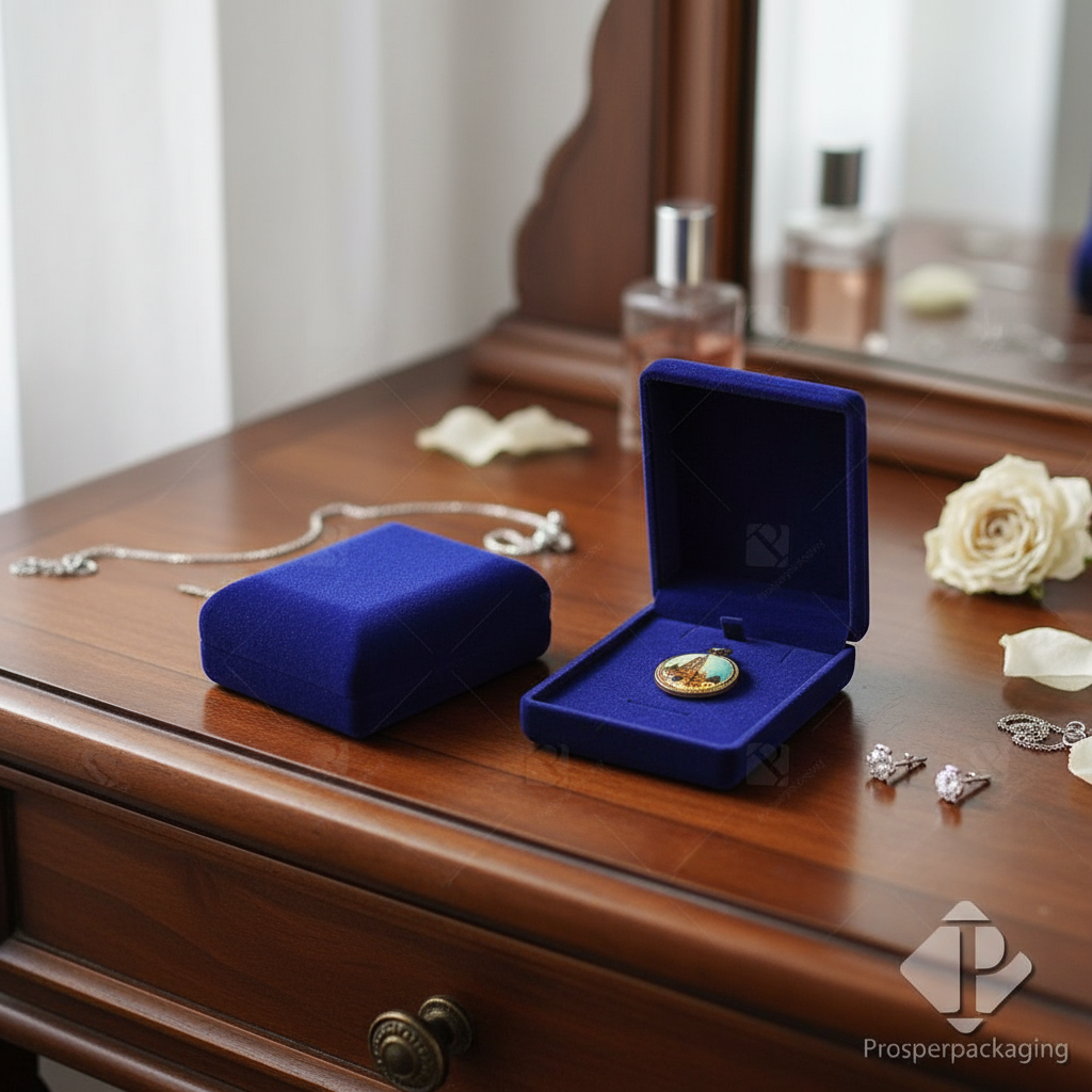 กล่องเก็บเครื่องประดับกํามะหยี่ ใส่สร้อยคอ ต่างหู จี้ แหวน มีช่องถอดได้ ด้านใน 28F