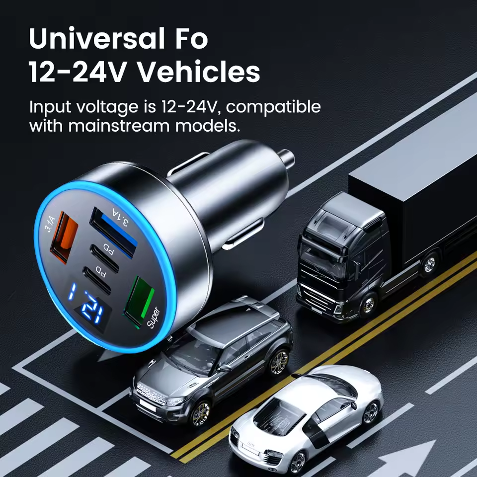 5 พอร์ต Car Charger Fast Charging PD QC3.0 USB C รถชาร์จโทรศัพท์ Type C อะแดปเตอร์ในรถยนต์สําหรับ iPhone Samsung Huawei Xiaomi - รูปที่ 4