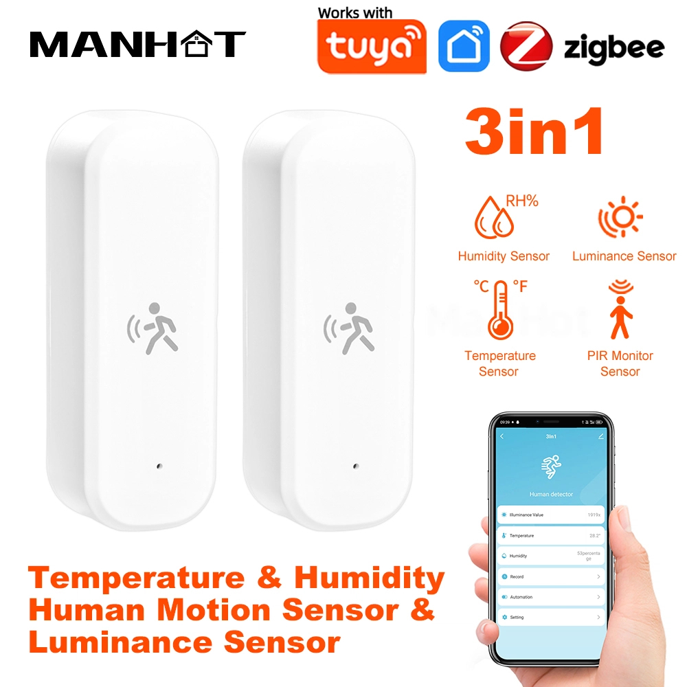 Zigbee2MQTT / ใช้งานร่วมกับ Tuya เซ็นเซอร์ตรวจจับการเคลื่อนไหวของมนุษย์ 3in1 พร้อมตรวจจับอุณหภูมิและความชื้น เซ็นเซอร์ตรวจจับแสงสําหรับระบบบ้านอัจฉริยะ