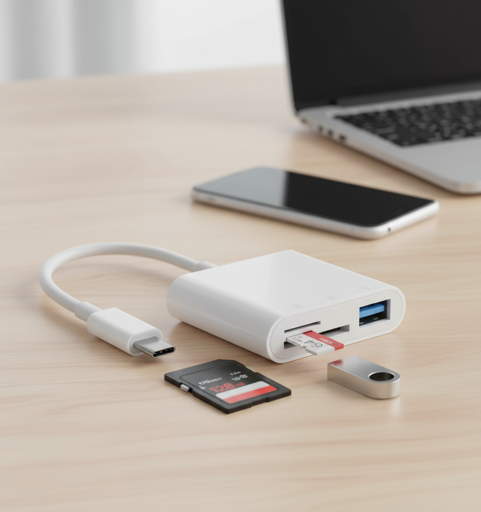 ฮับ Type C พร้อมเครื่องอ่านการ์ด SD TF สําหรับ iPhone 15 16 แล็ปท็อป Android และกล้อง OTG