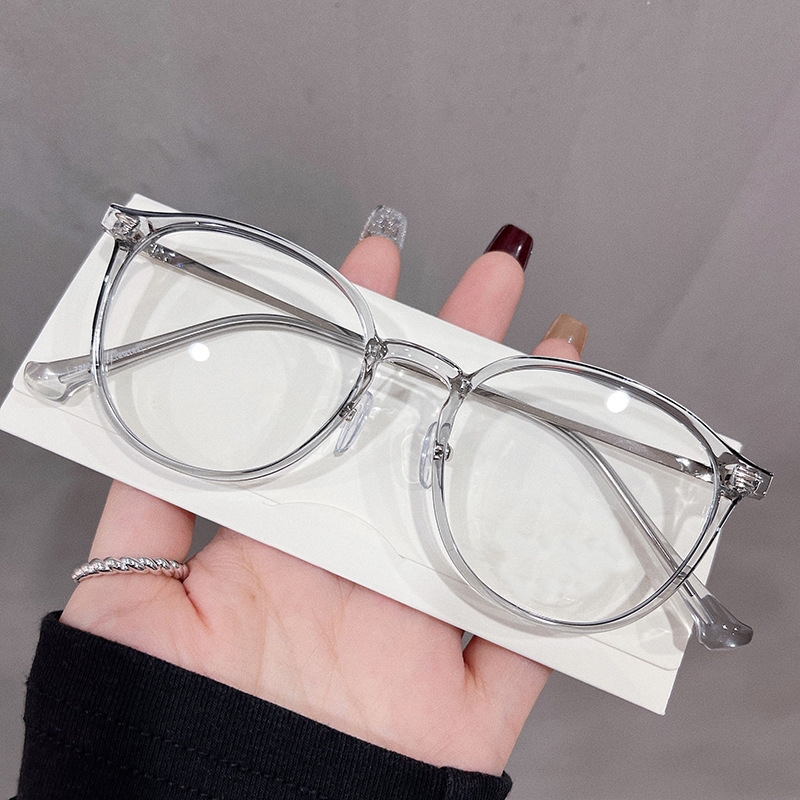แว่นตาแฟชั่นกรอบวงรี น้ําหนักเบา สไตล์เกาหลี ป้องกันแสงสีฟ้า ไม่มีค่าสายตา - รูปที่ 4