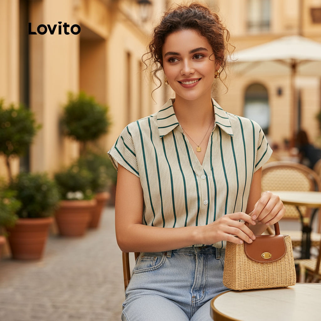 เสื้อเชิ้ตลายทาง สไตล์เลเปล BLB29BR007