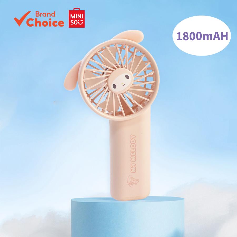 MINISO  พัดลมมือถือ Sanrio ซีรีส์สุดน่ารัก 1800mAh พัดลมขนาดเล็กพกพาธีมมายเมโลดี้ ราคา ถูกที่สุด ดีลบีเคเค