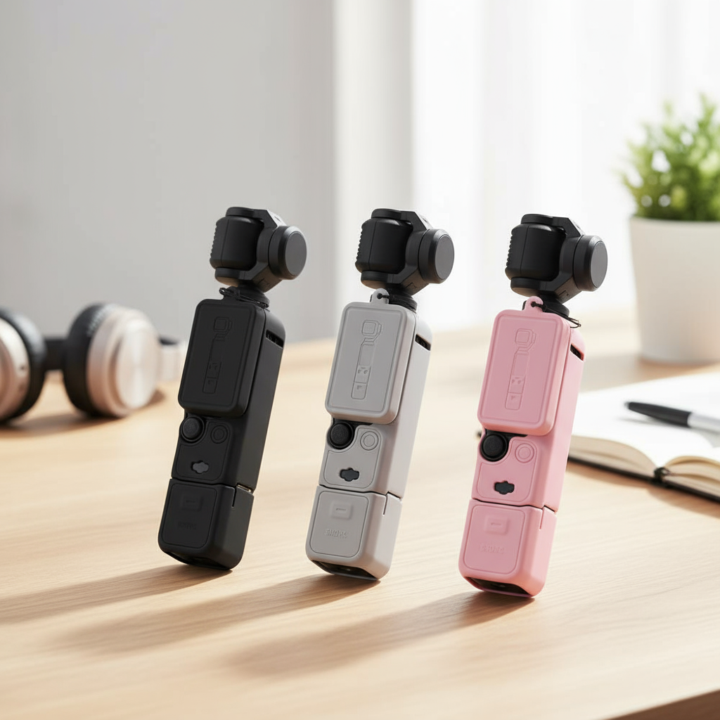 เคสซิลิโคนกันรอยสําหรับกล้องกันสั่น DJI Osmo Pocket 3 พร้อมฝาปิดหน้าเลนส์และแผ่นป้องกันกระแทก