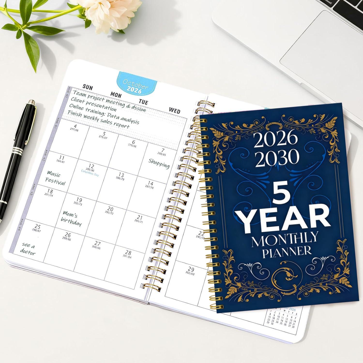 Planner Agenda Notebook 5 ปี 60 เดือนรายปี Tracker หนังสือปฏิทิน 2029 รายเดือน Budget Notebooks Journal Note Book Diary