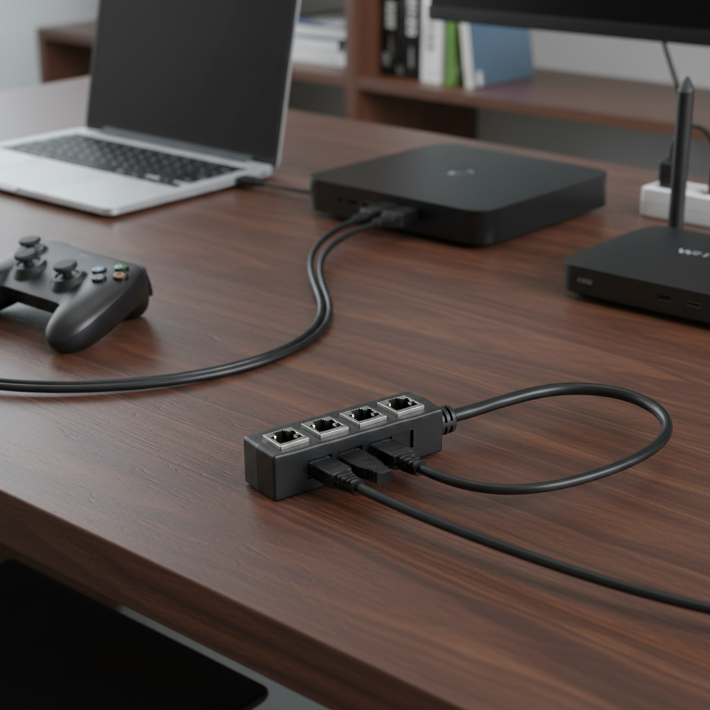 ตัวแยกสาย LAN Ethernet RJ45 1 ต่อ 4 อะแดปเตอร์ตัวเมีย สําหรับหัวเชื่อมต่อเครือข่าย Super Cat5/Cat5e/