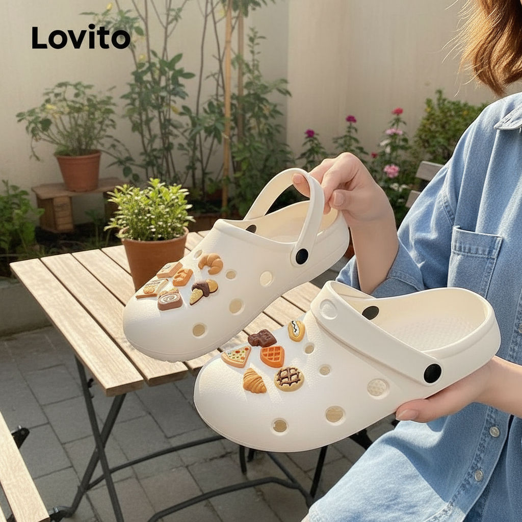 (trendy5)Lovito วัสดุ อีวา ธรรมดาสบายๆไม่มีเท้าเหม็นช็อคโกแลตนุ่มสบายแต่เพียงผู้เดียววันหยุดสุดสัปดา