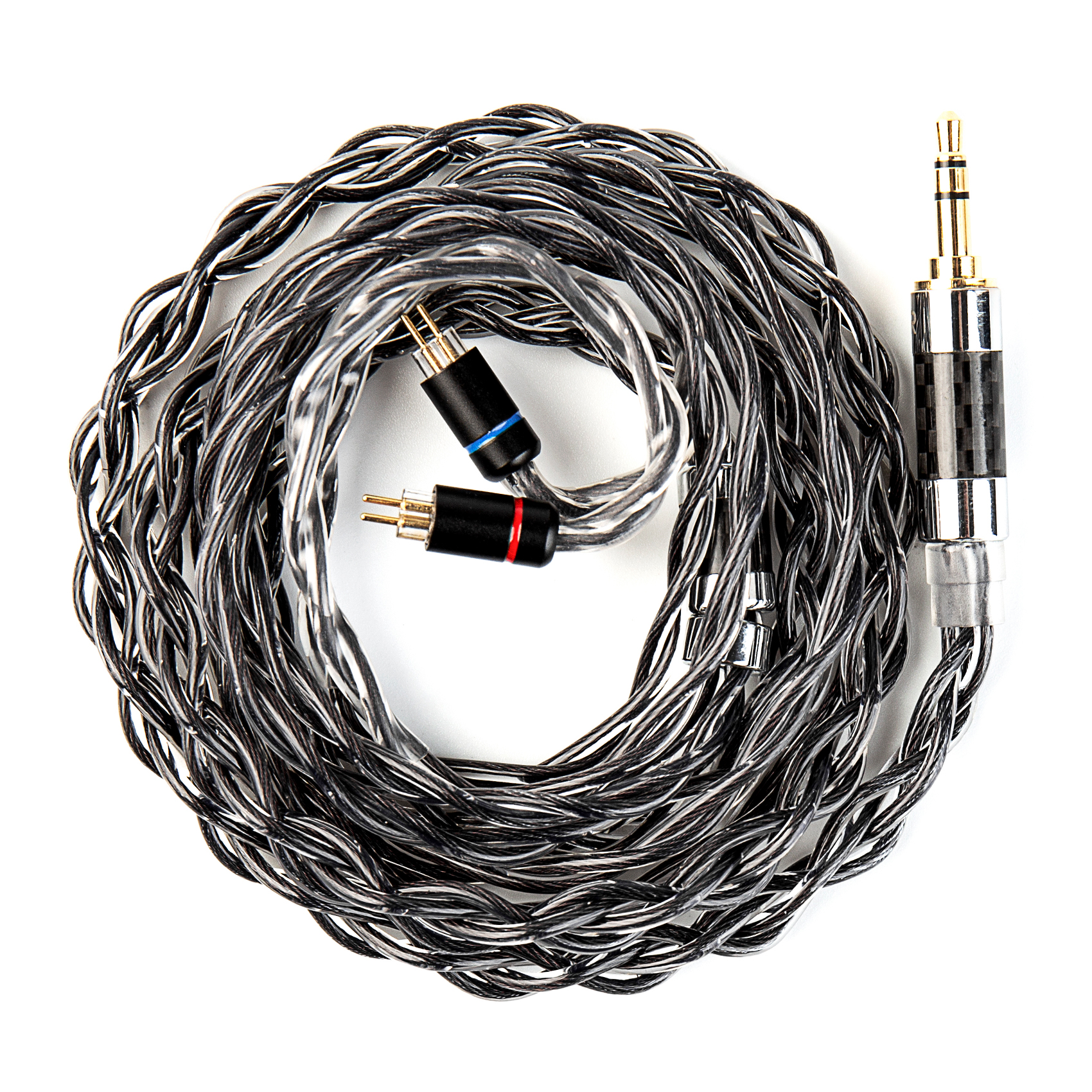 KBEAR Obsidian สีดํา สายหูฟัง IEM 196 แกน Hi-Res HIFI ถัก สําหรับเปลี่ยน
