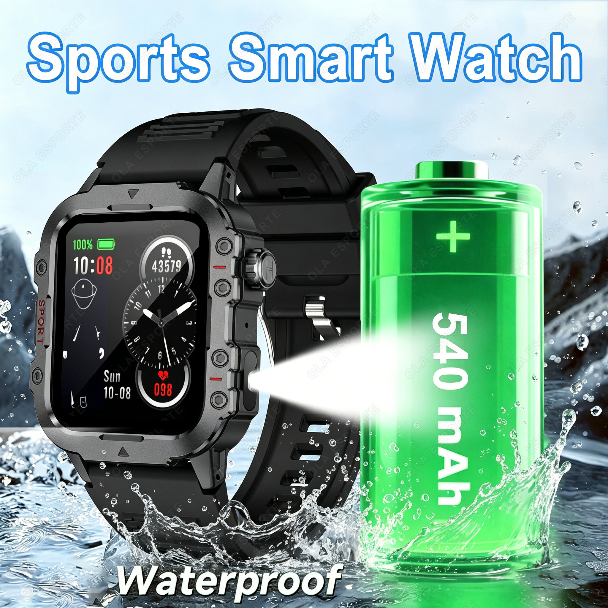 ใหม่สมาร์ทวอท์ชผู้ชายกีฬากลางแจ้งฟิตเนส Tracker Health Monitor 1.44 นิ้ว BT Call Smartwatch