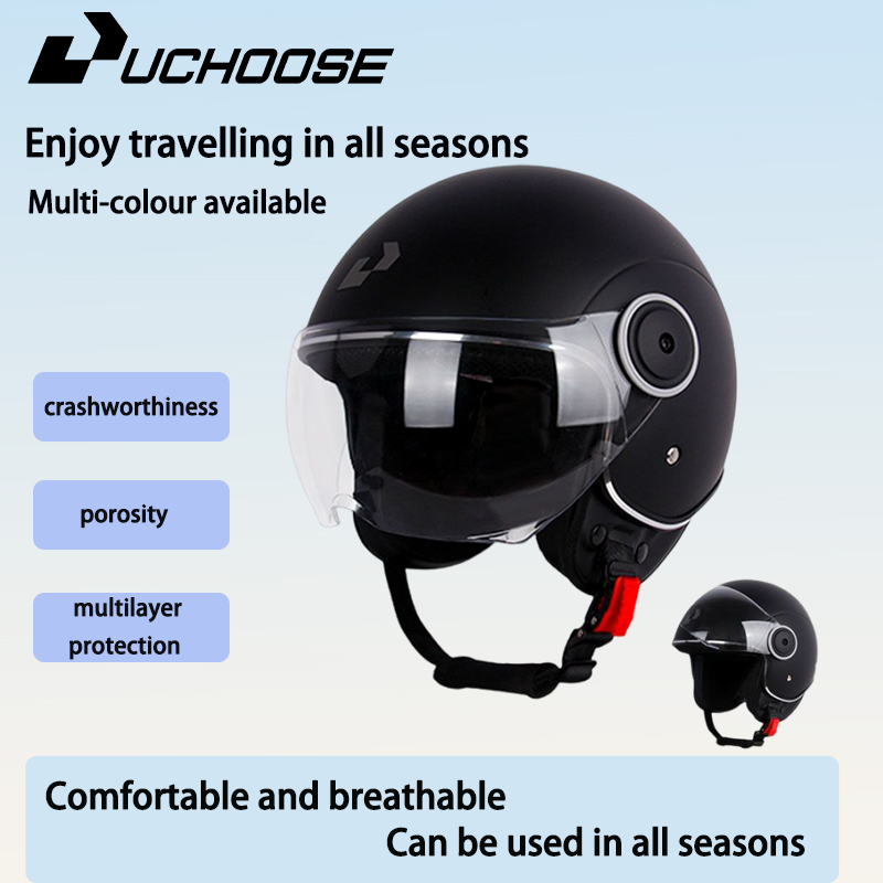 Uchoose หมวกกันน็อคมอเตอร์ไซค์เปิดหน้าพร้อมที่บังแดดซับในแบบถอดได้