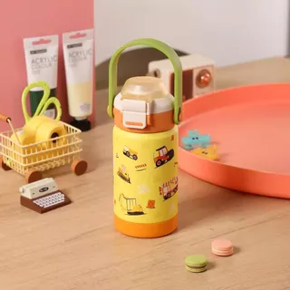 💧 EKOZOU ขวดน้ำสแตนเลส 304 รุ่น EKOKIDS 360ml ฝาสองชั้น พร้อมหลอดและหูหิ้ว