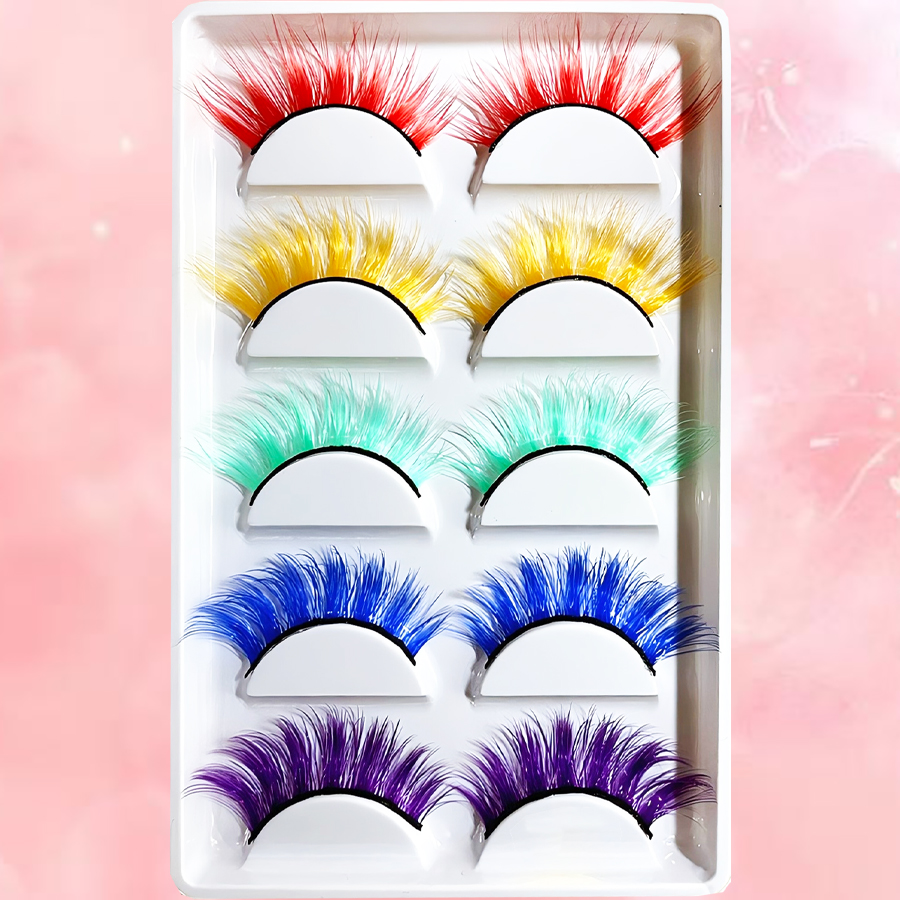 การผสมผสานขนตาสี 3 มิติ 5 คู่ - รวมสไตล์ธรรมชาติและโอ้อวด, D-Roll นุ่มหลายสีให้เลือก, การประชุมทุกคว