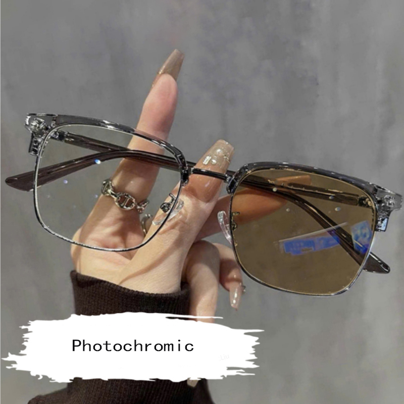 แว่นตากรองแสงเปลี่ยนสีได้ ป้องกันรังสียูวีและแสงสีฟ้า สําหรับผู้ชายและผู้หญิง ทันสมัย ﻿ - รูปที่ 5