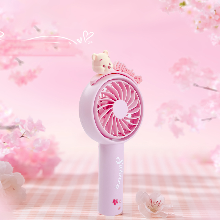 MINISO  ดิสนีย์ ซีรีส์ฤดูซากุระ พัดลมมือถือมินเนี่ยน พูห์ พัดลมถือสําหรับคลายร้อน
