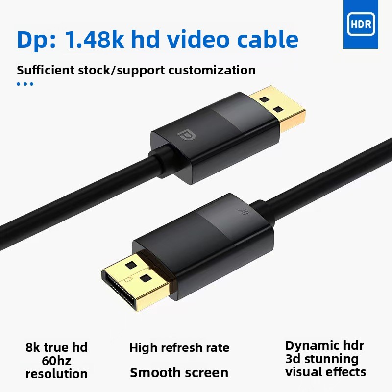 8K 16K DisplayPort Cable ความเร็วสูง 144Hz Video Audio สําหรับ PC Monitor Xiaomi TV Elite