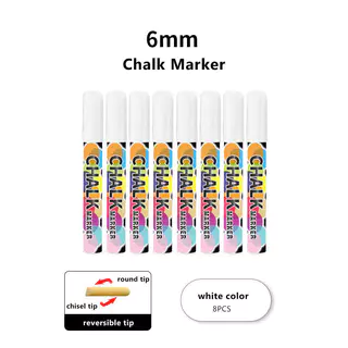 Liquid Chalk Marker ชุด 5 ชิ้นสีขาว Dustless กระดานดํา 8 ชิ้น 6 มม. Erasable Advertisement ปากกา