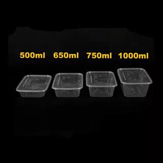 กล่องใส่อาหารพลาสติก (25 ชุด) เข้าไมโครเวฟได้ 500–750 ml สี่เหลี่ยม