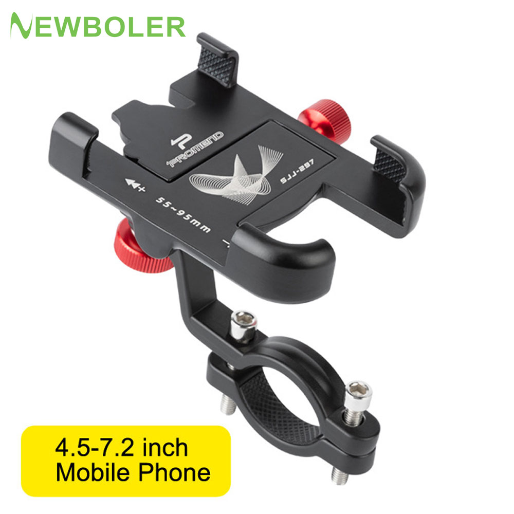 Newboler PROMEND อลูมิเนียมรถจักรยานยนต์และจักรยานไฟฟ้าที่วางโทรศัพท์ปรับ MTB Mount 360° การหมุน