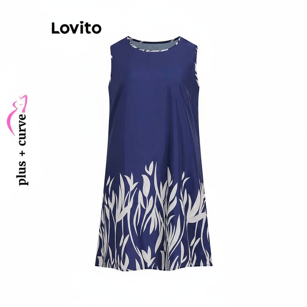 Lovito เดรสสาวอวบ ลายดอกไม้ สไตล์หรูหรา LBL16538