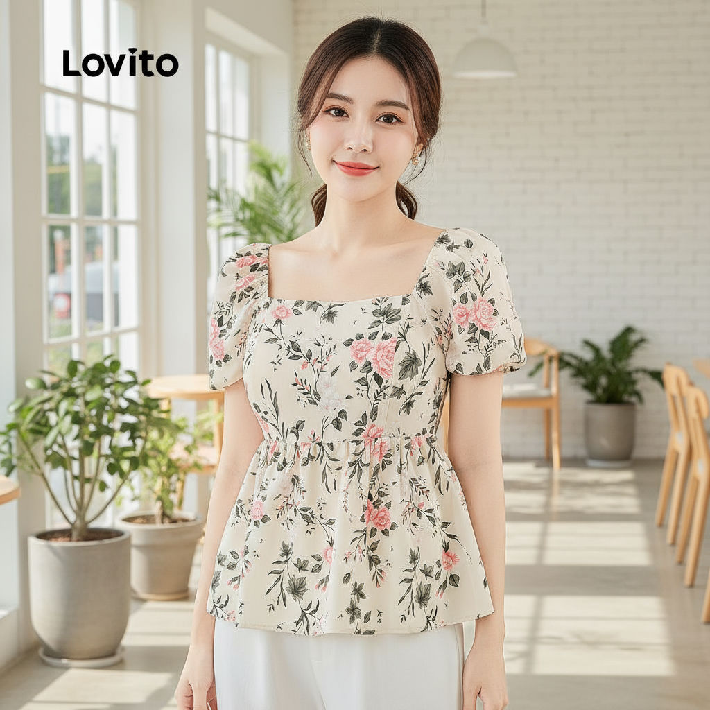 Lovito Women's Daisy Frill Trim Casual Blouse L134ED445