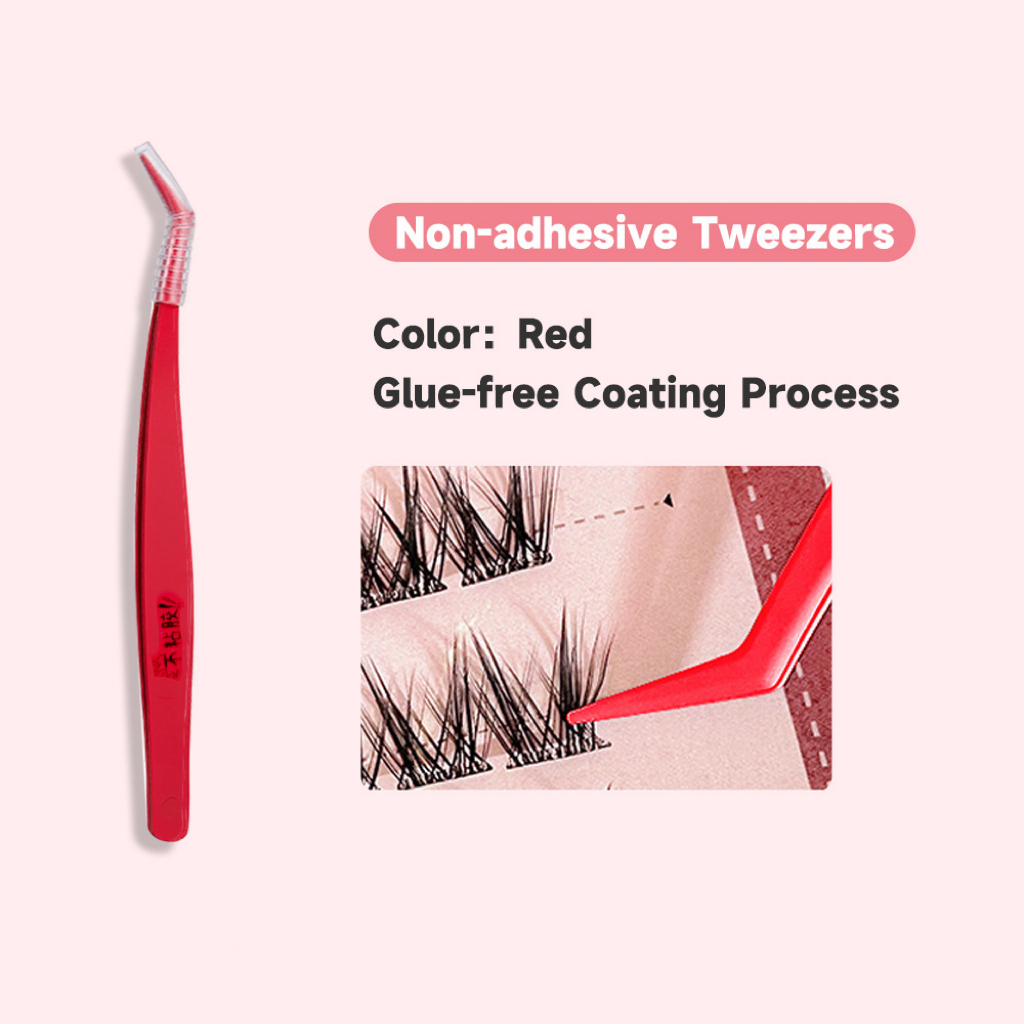 BQI ขนตาปลอมปราศจากกาว สีแดง ป้องกันแหนบติดง่าย ใช้ซ้ําได้ เครื่องมือช่วยติดขนตาสําหรับผู้เริ่มต้น - รูปที่ 5