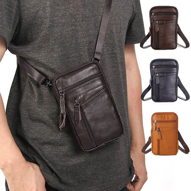 กระเป๋าสะพายหนังขนาดเล็กอเนกประสงค์สําหรับผู้ชาย-เคสโทรศัพท์สะพายข้างและกระเป๋าหน้าอกของขวัญพกพาทุกวันสําหรับเขา