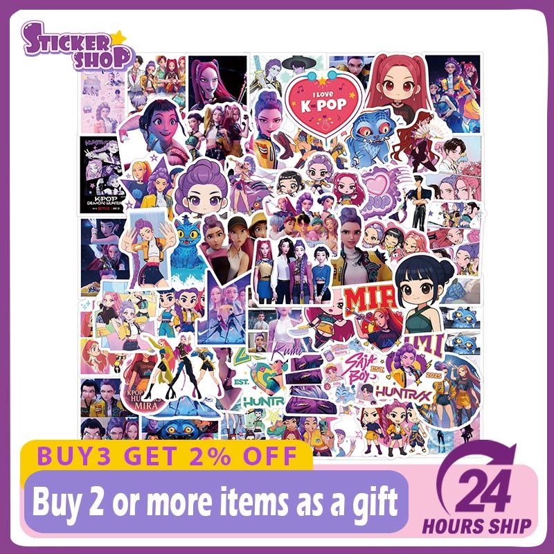 สติ๊กเกอร์อนิเมะนักล่าปีศาจป๊อปเกาหลี112ชิ้น, กันน้ําสําหรับขวดน้ํา, โน๊ตบุ๊ค, ของเล่น - ตกแต่ง DIY
