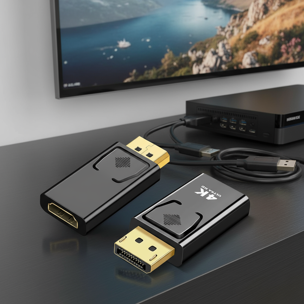 สายแปลง DP เป็น HDMI 4K พร้อมสวิตช์วิดีโอเสียง สําหรับคอมพิวเตอร์ ทีวี แล็ปท็อป