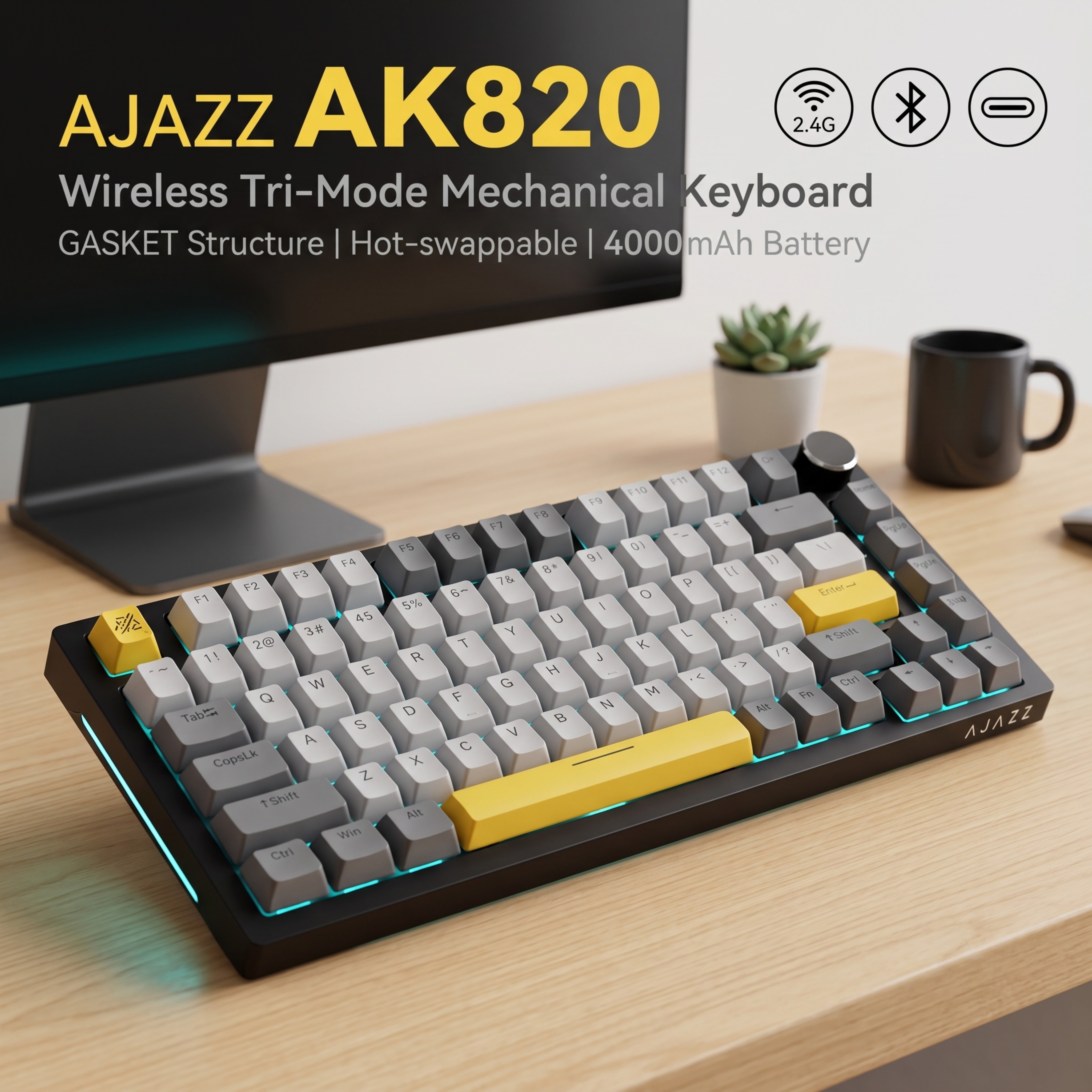 คีย์บอร์ดเชิงกล AJazz AK820, 81 คีย์, RGB