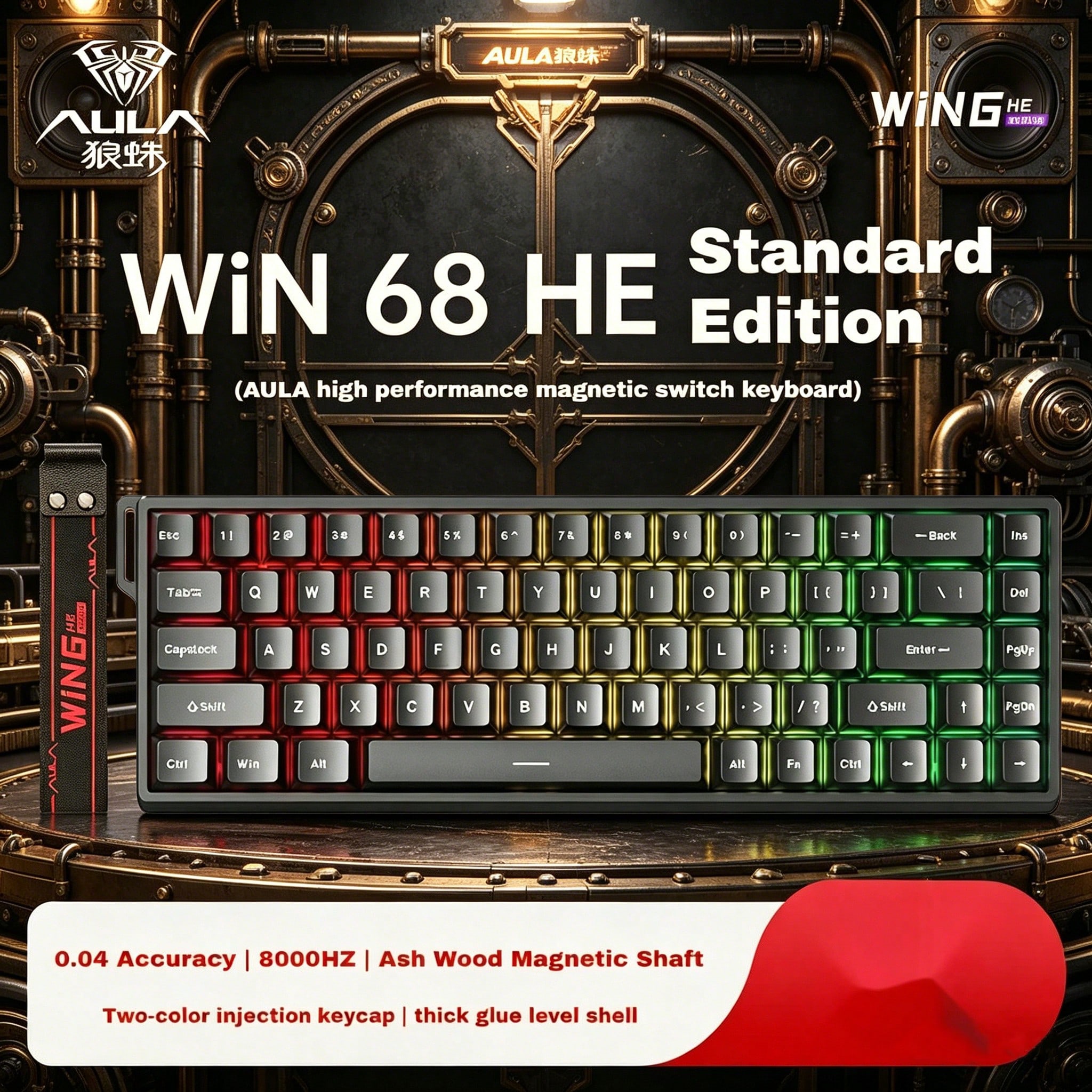 AULA WIN68 HE Hall Effect คีย์บอร์ด 8K RT คีย์บอร์ดเกม Hot Swap คีย์บอร์ดเงียบ 68 RGB PBT Keycaps