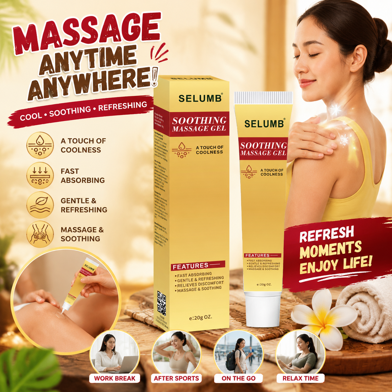 Arnica Refreshing Moisturizer Gel Fast Absorbing Soothing Face Body Work Sports เครื่องมือดูแลผ่อนคล