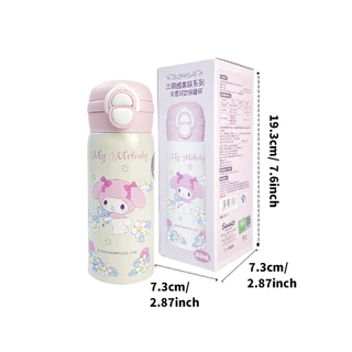 Hello Kitty & Kuromi กระติกน้ําสูญญากาศสแตนเลสแบบดื่มคู่ 360 มล. ขวดน้ําหุ้มฉนวนที่ทนทาน
