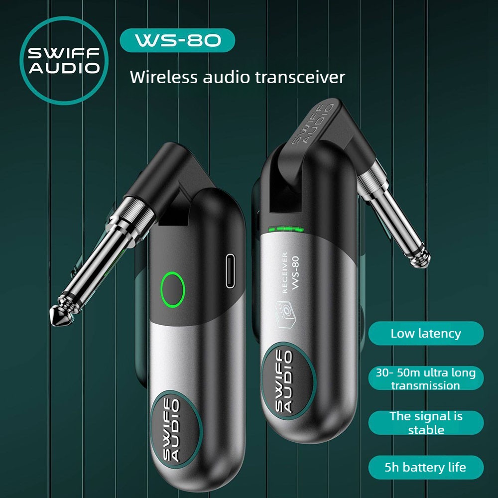SWIFF ชาร์จ UHF ไร้สายกีตาร์ระบบเครื่องส่งสัญญาณดิจิตอลชุด WS 80 Shark Capo Bass Tuner เพลงอุปกรณ์เสริม