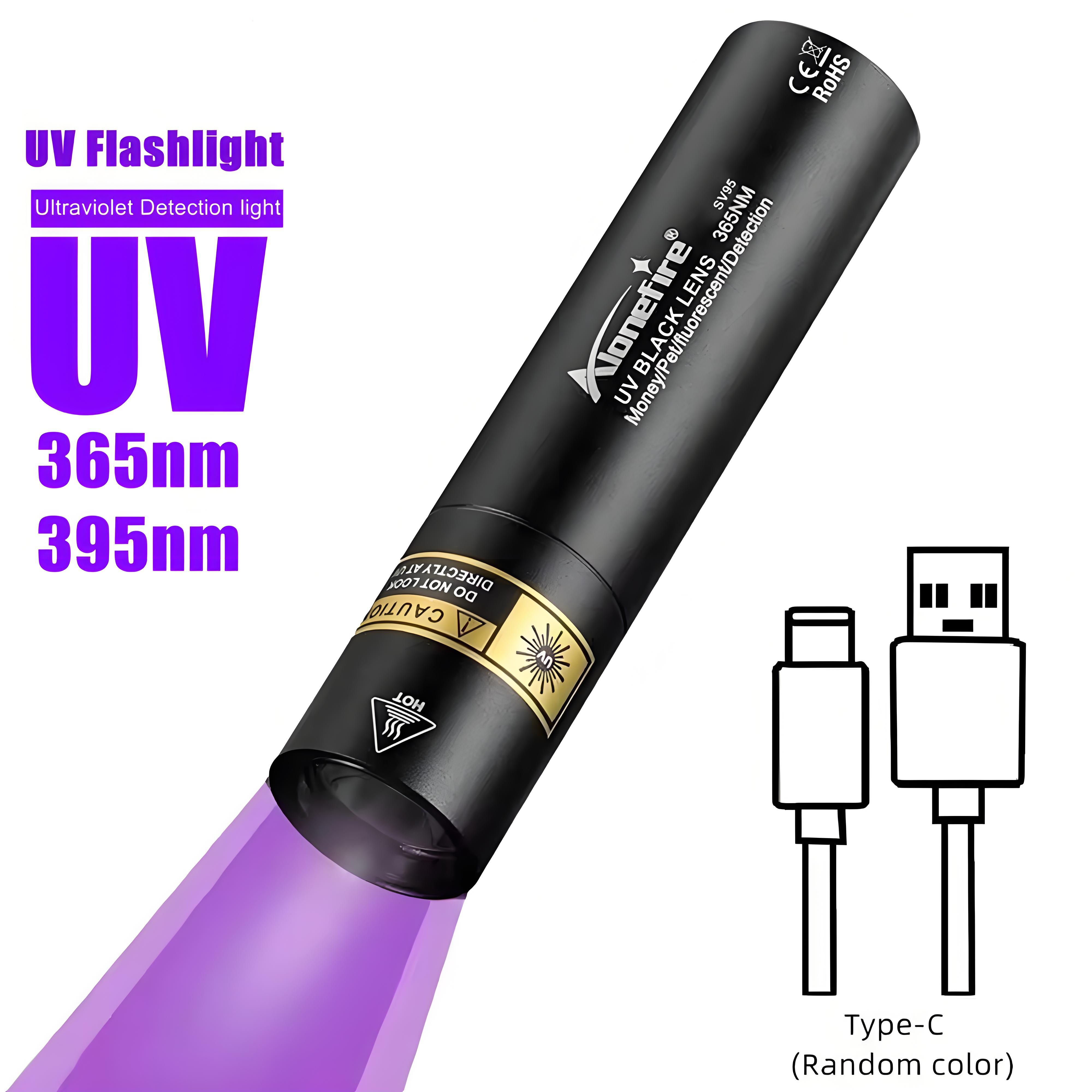 ไฟฉาย UV แรงส่องสว่างสูง Alonefire SV94 365/395nm ใช้พลังงานชาร์จผ่าน USB สำหรับตรวจจับปัสสาวะสัตว์เ