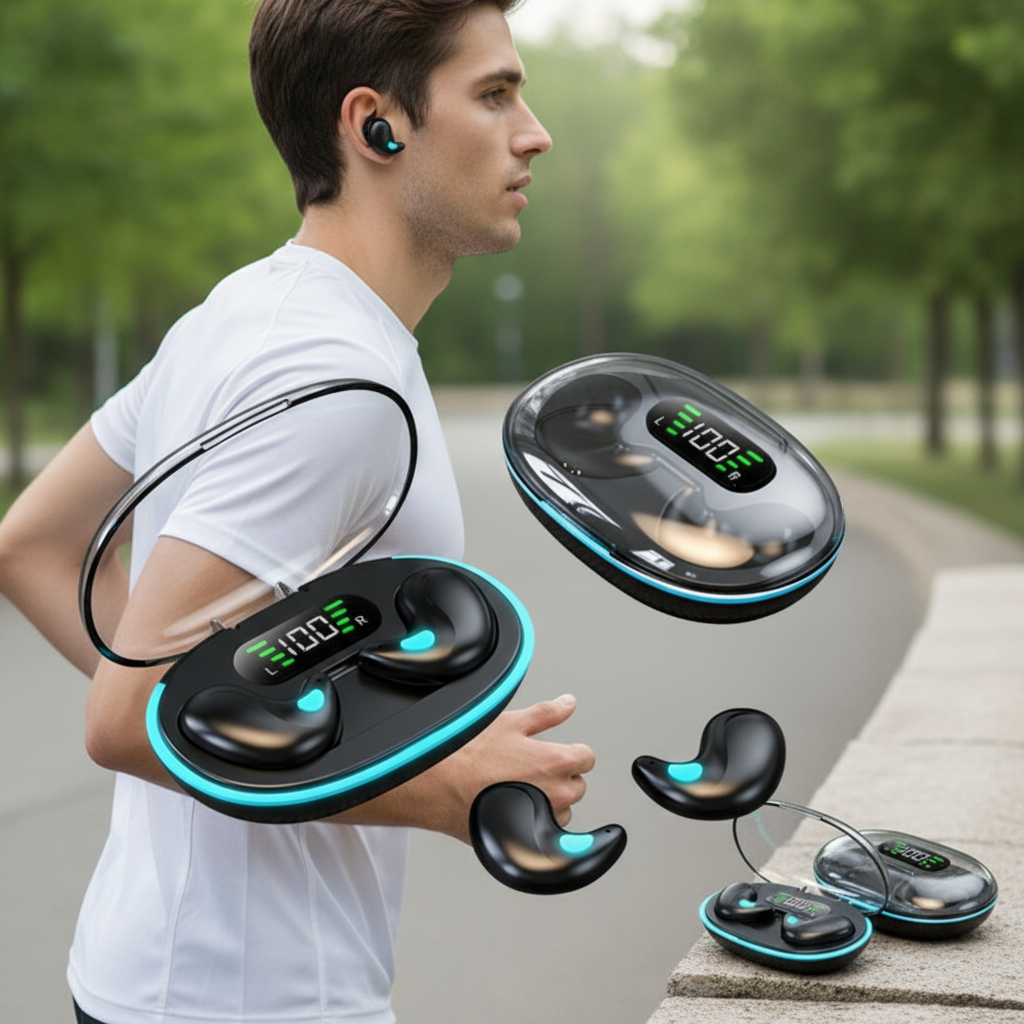 หูฟังอินเอียร์ไร้สายมินิ X55 สเตอริโอซ่อน HiFi หูฟังเพลงนอนหลับลดเสียงรบกวนหูฟังพรีเมียมสําหรับใช้งานประจําวัน