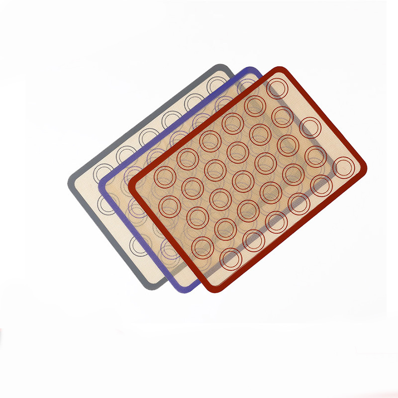 แผ่นรองอบซิลิโคนรูปกลมด้านล่างสำหรับขนมมาโครงกาแฟ ทนความร้อน ไม่ติดขนม - รูปที่ 3