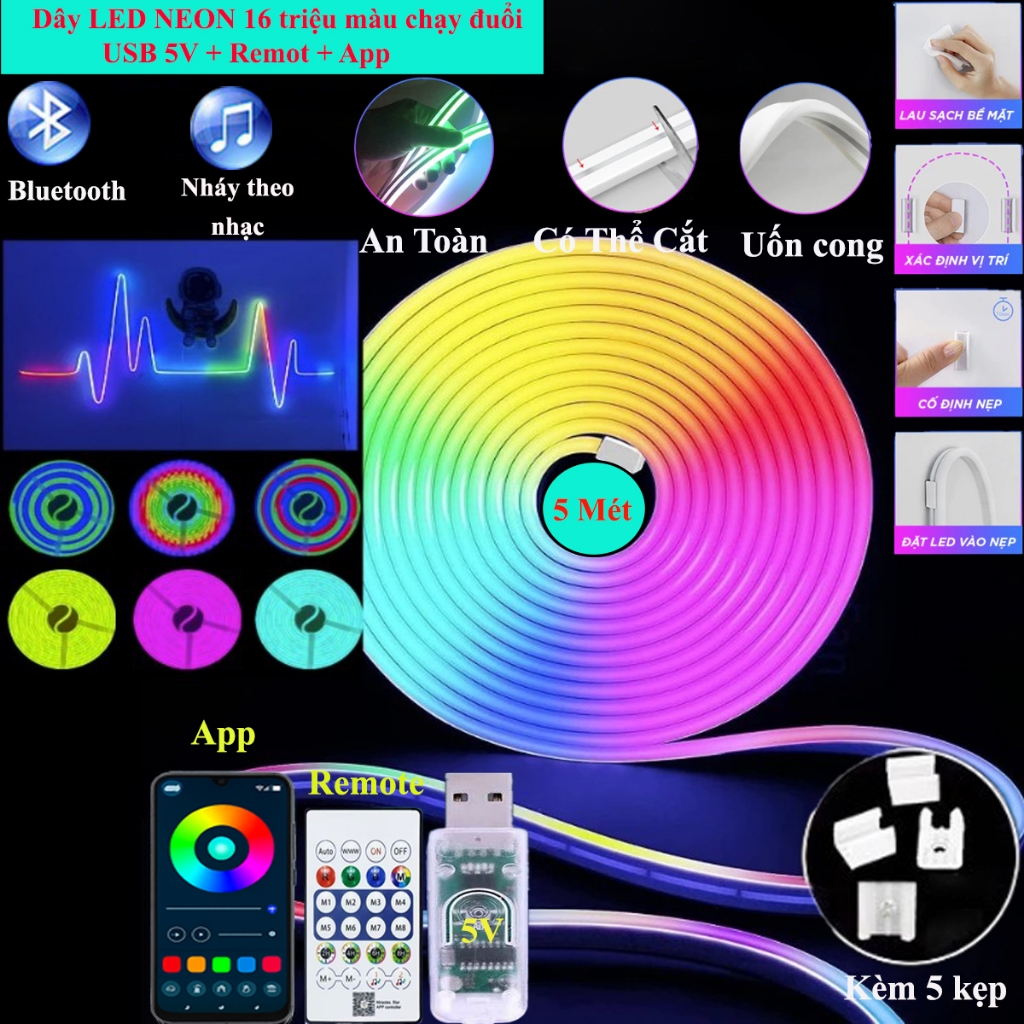 ไฟเส้นนีออน LED RGB สําหรับงานศิลปะติดผนังและของตกแต่งห้อง