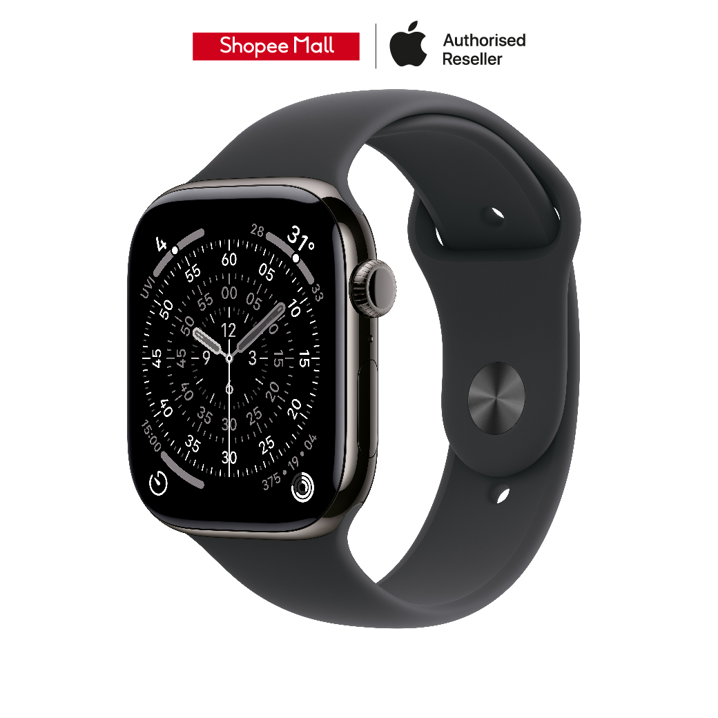 Apple Watch Series 11 GPS + Cellular Slate Titanium Case with Black Sport Band