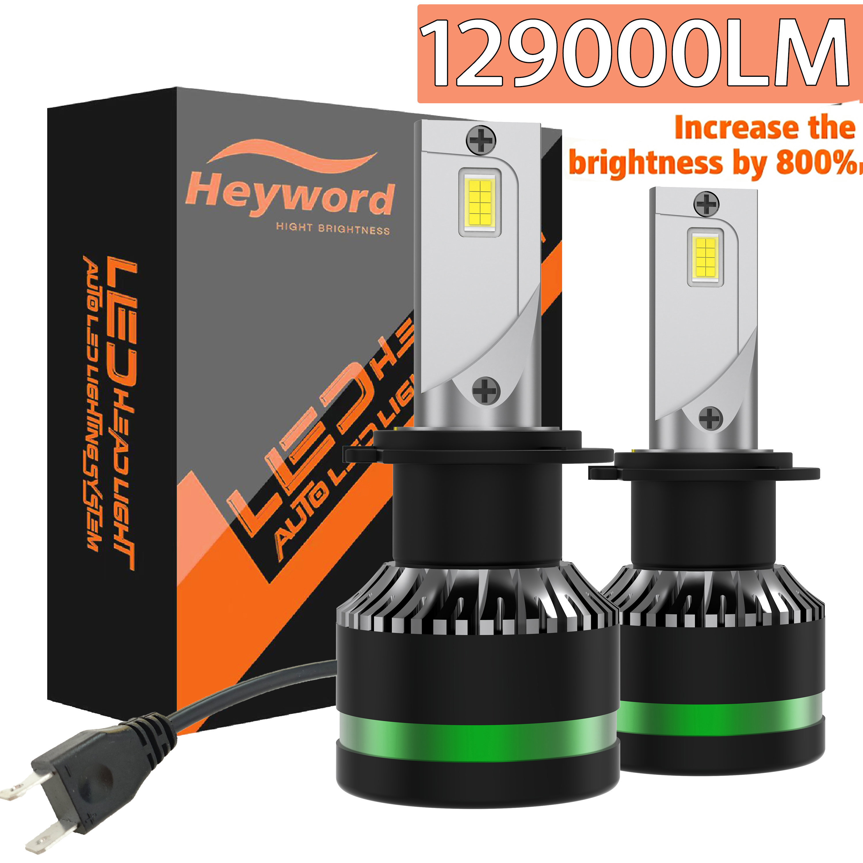 Heyword LED 2 ชิ้น ไฟหน้า H4 H7 H11 9005 9006 H1 อัตโนมัติ 160W 26000LM 6000K 12V หลอดไฟ LED