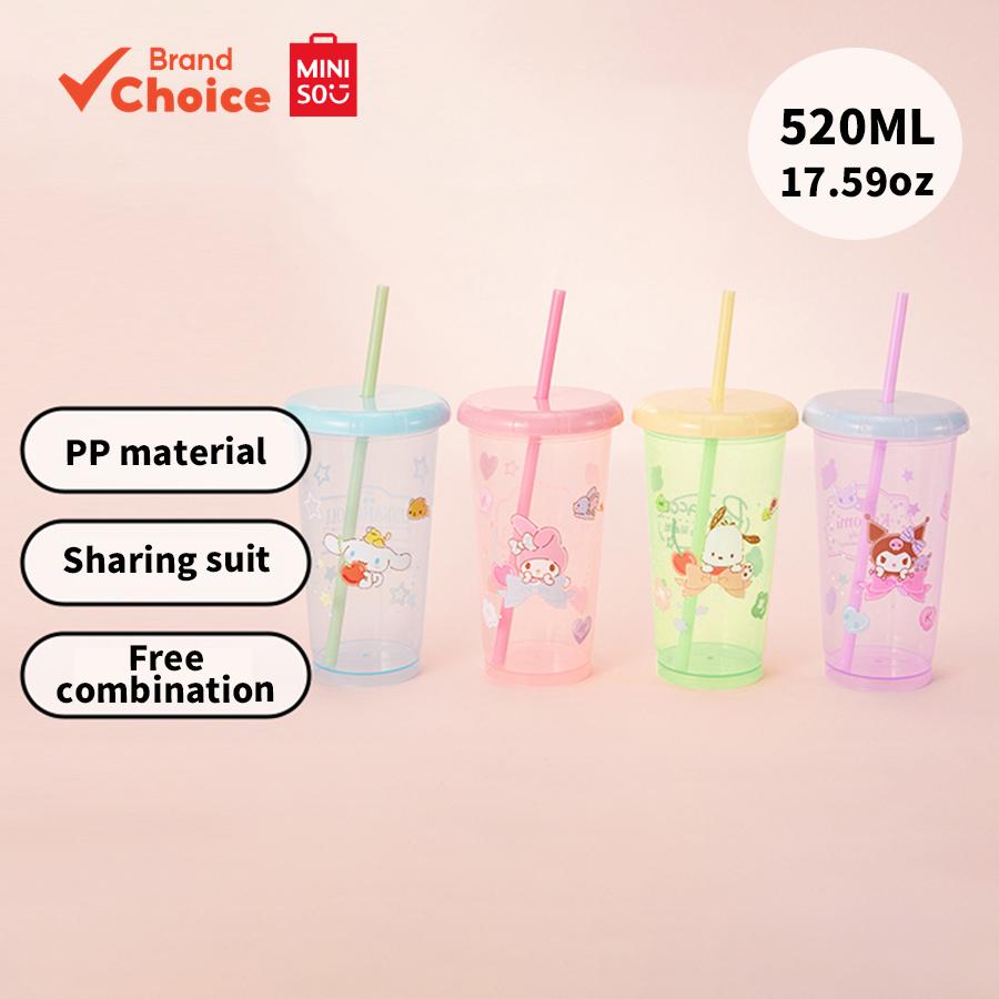 MINISO ตัวละครซานริโอ | แก้วน้ํา 4 ใบ 550มล. (10.3×23ซม.) พร้อมหลอด ใช้กับแก้วพร้อมหลอดและแก้วกาแฟ