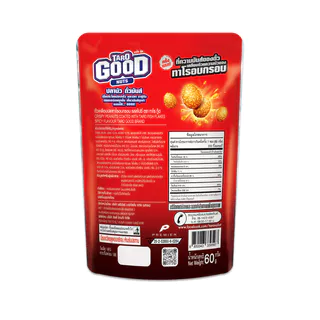 TARO GOOD ทาโร กู๊ด ขนมถั่วเคลือบปลาทาโรอบกรอบ รสสไปซี่ 60ก. (แพ็ค 1)