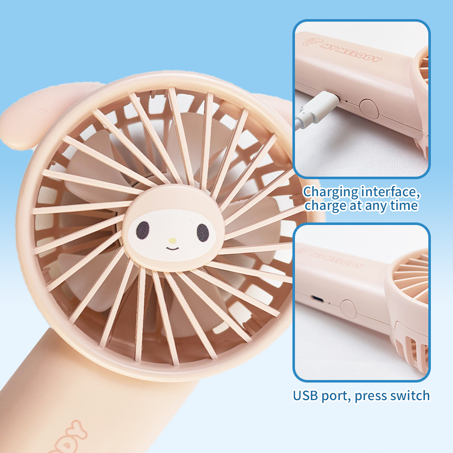 MINISO  พัดลมมือถือ Sanrio ซีรีส์สุดน่ารัก 1800mAh พัดลมขนาดเล็กพกพาธีมมายเมโลดี้ ราคา ถูกที่สุด ดีลบีเคเค แกลเลอรีภาพที่ 5
