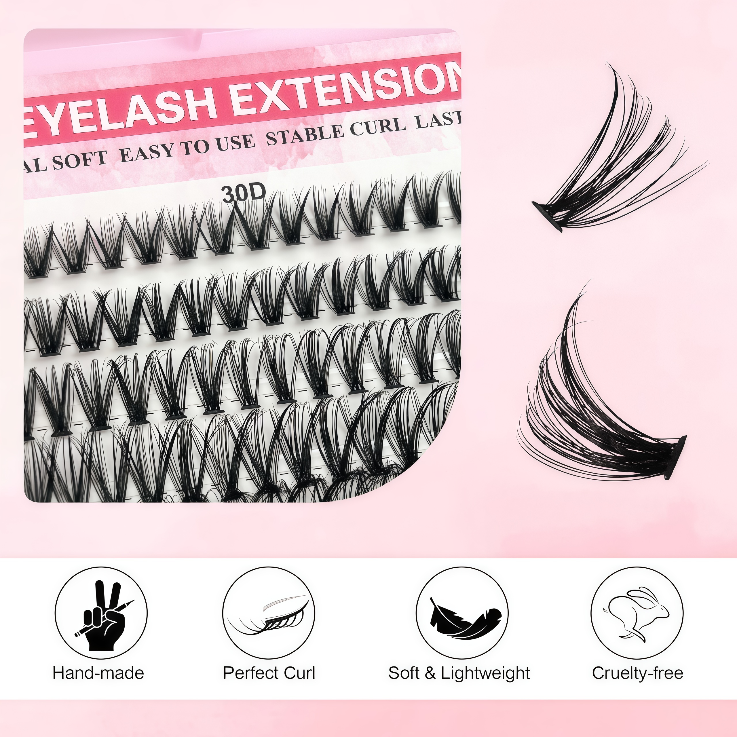 30/40/50ชิ้น Mixed Lash Clusters, ขนตาปลอมธรรมชาติสไตล์คลัสเตอร์ต่อหนังสือ - รูปที่ 5