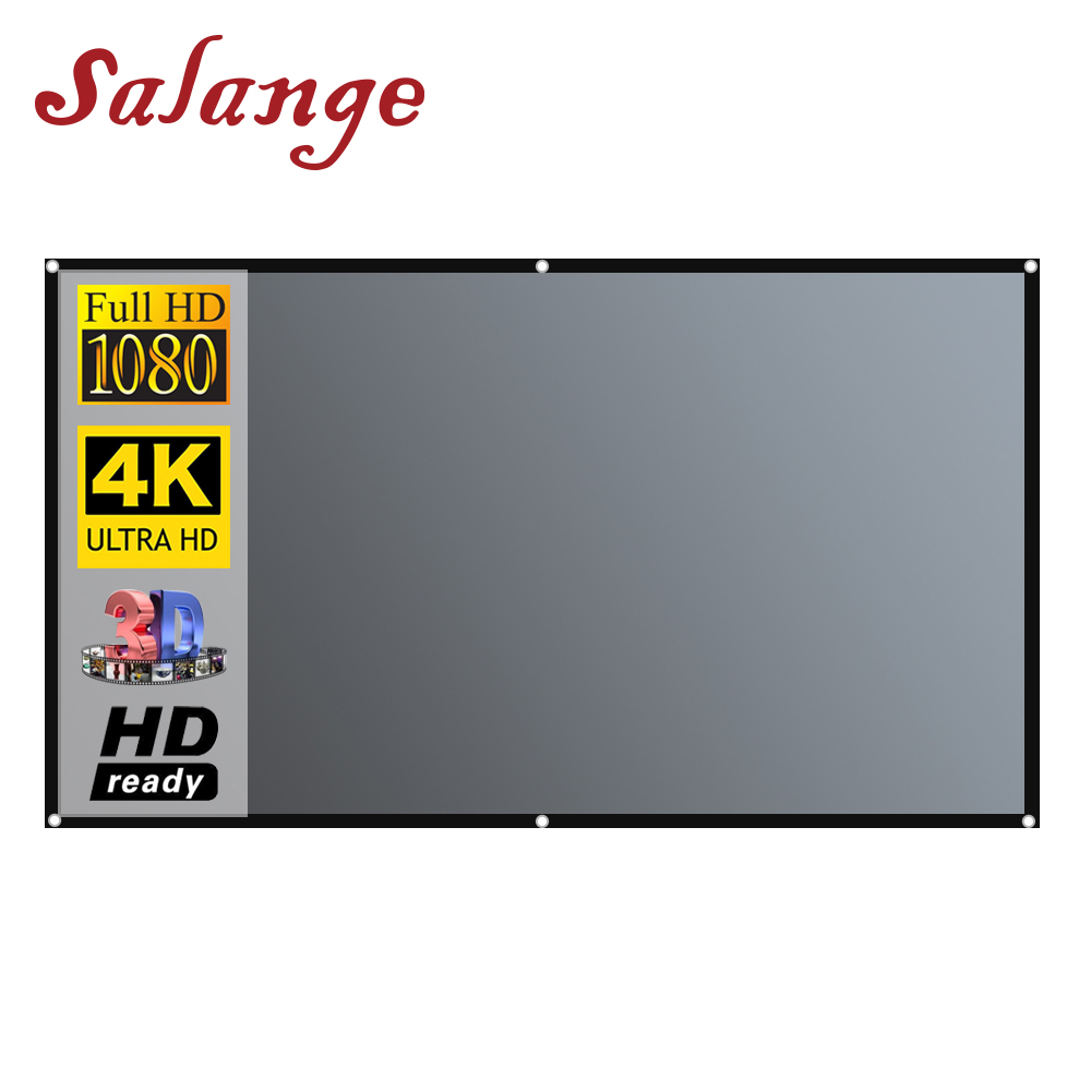 Salange 2026 หน้าจอฟิล์มโปรเจคเตอร์ 60/72/84/100/120/130 อัตราส่วน 16:9 ม่านโลหะกันแสงสะท้อนผ้าจอโปร