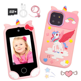 Celular de brinquedo inteligente para crianças com jogos e aprendizado, inclui cartão SD e cordão, presente de Natal ou