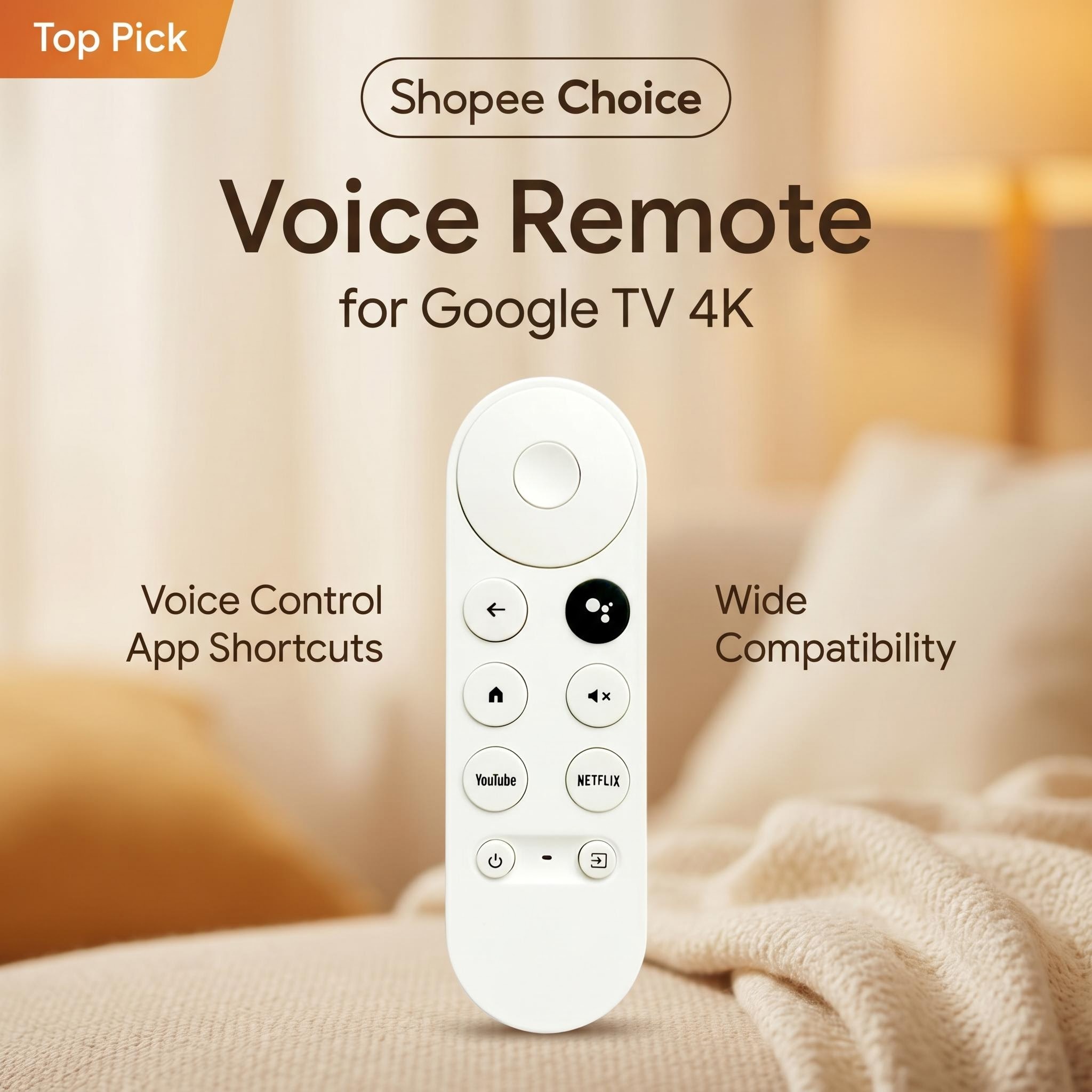 รีโมท Netflix สําหรับ Google Chromecast 4K Google TV รีโมทเสียงพร้อมปุ่มลัด YouTube