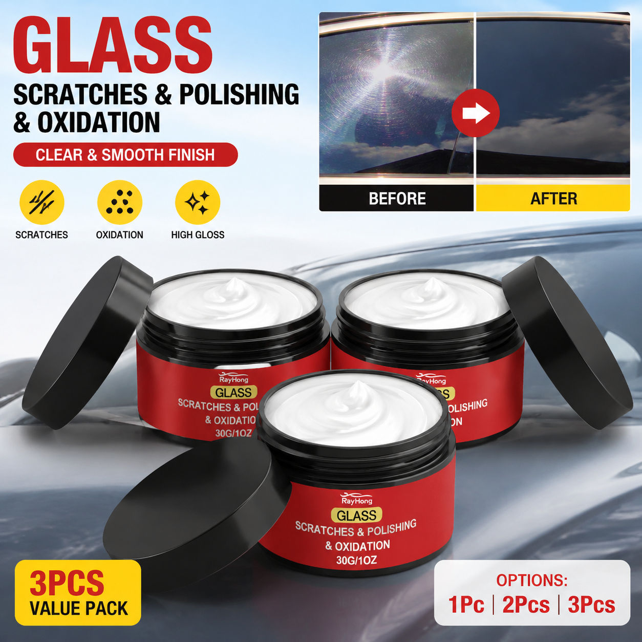 Car Glass Scratch Remover Polish Filler 30g Crystal Clear