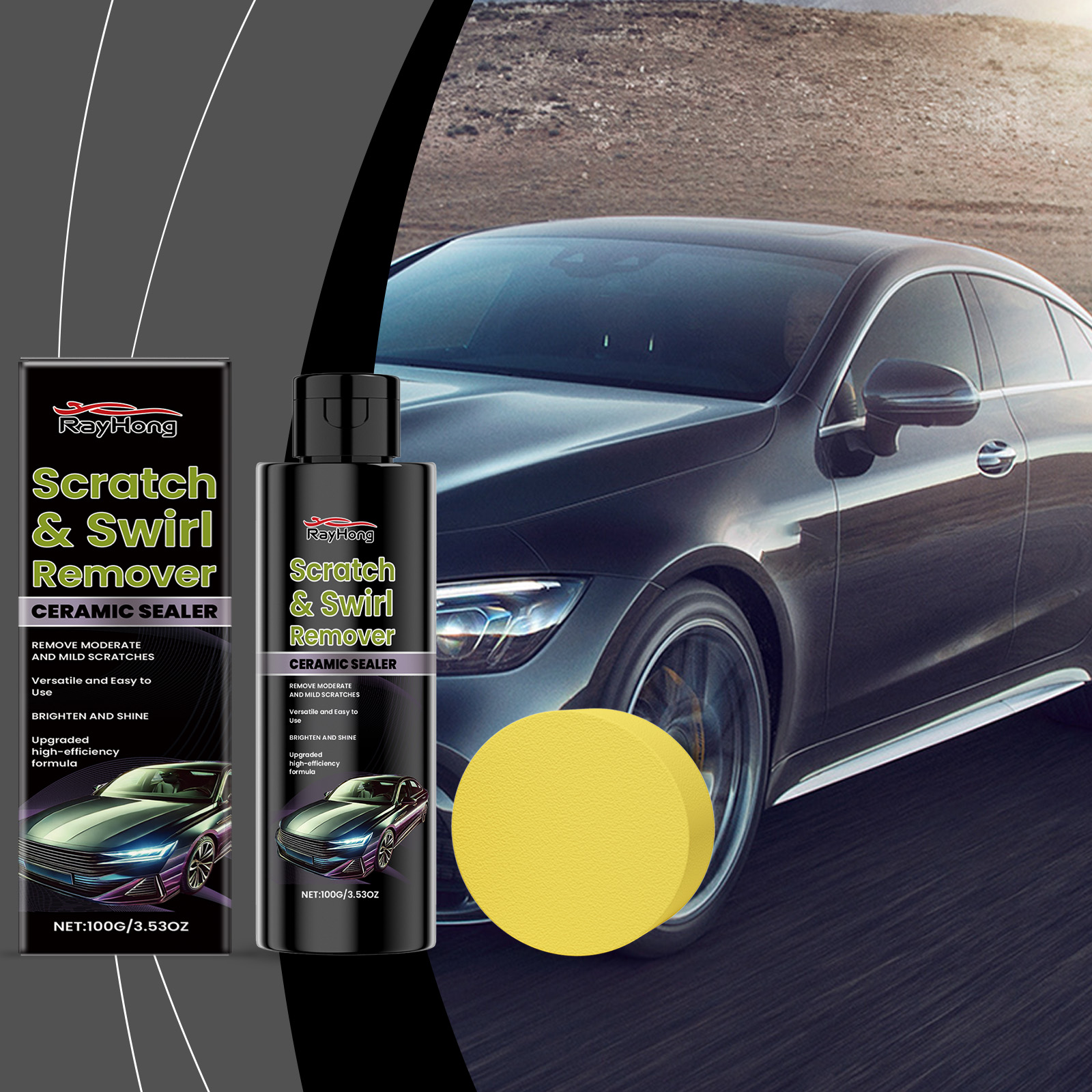 Rayhong น้ํายาลบรอยขีดข่วนรถยนต์ ทําความสะอาดและขจัดคราบเปื้อน ขัดเงาสีรถยนต์ บํารุงรักษา ฟื้นฟูและเพิ่มความเงางาม เคลือบคริสตัล