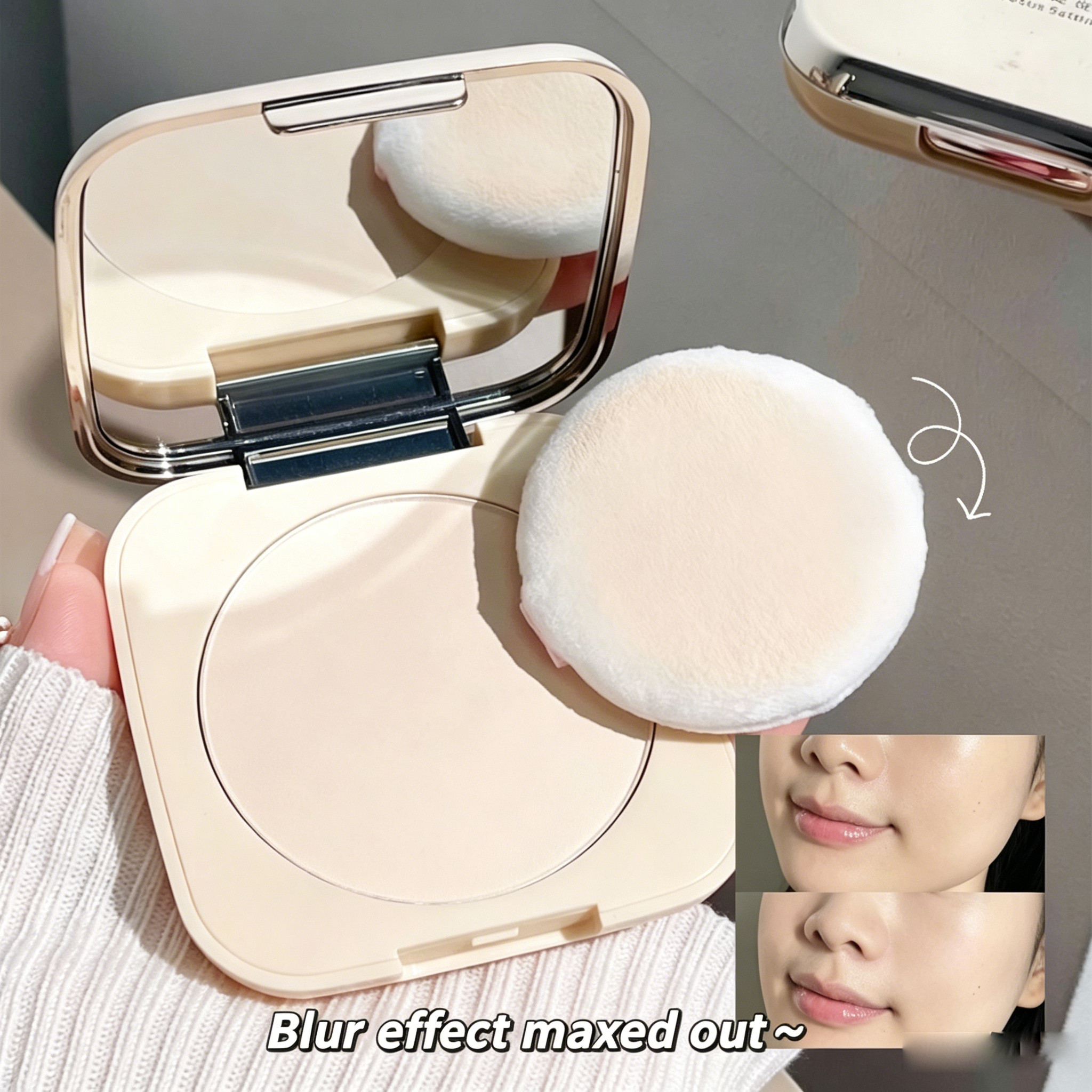 CACE Soft Focus Setting Powder Compact with Puff, Oil Control Long Lasting, Translucent Lightw สําหรับผิวแห้ง
