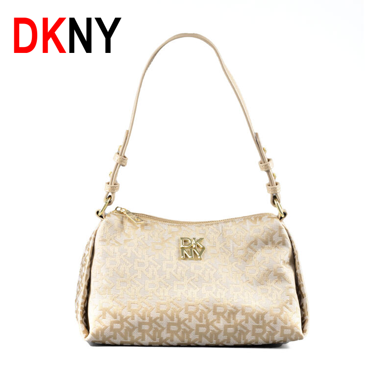 DKNY ผู้หญิงกระเป๋าสะพายข้าง Monogram Flap กระเป๋าสายปรับได้ซิปปิดน้ําหนักเบาทุกวันกระเป๋าเดินทางทํา